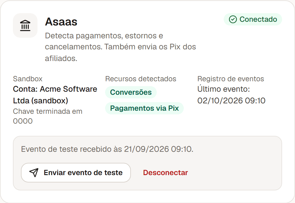 Sistema de cobrança conectado, com os eventos de pagamento chegando